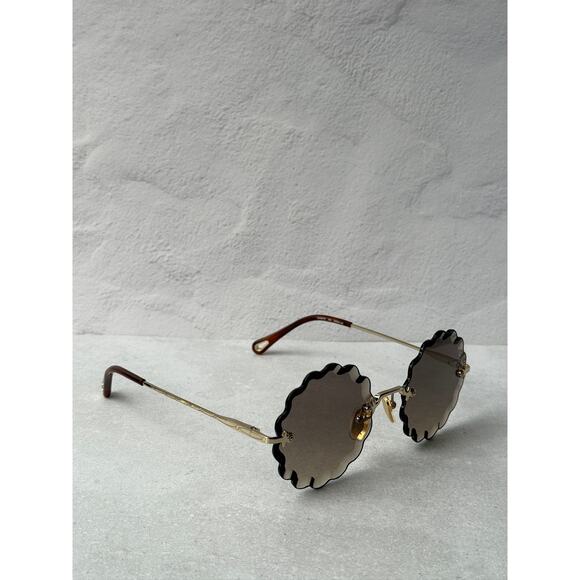 NEW Chloe CH0047S Rosie Scalloped Round Sunglasses in Brown main image 7